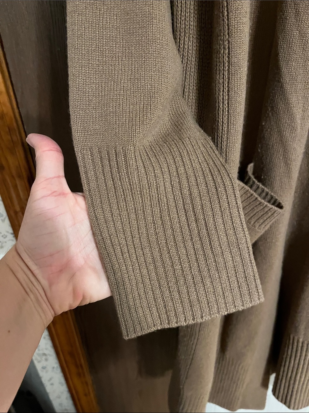 Athleta Long Open-Front cashmere blend Cardigan in Camel Brown - Picture 5 of 8